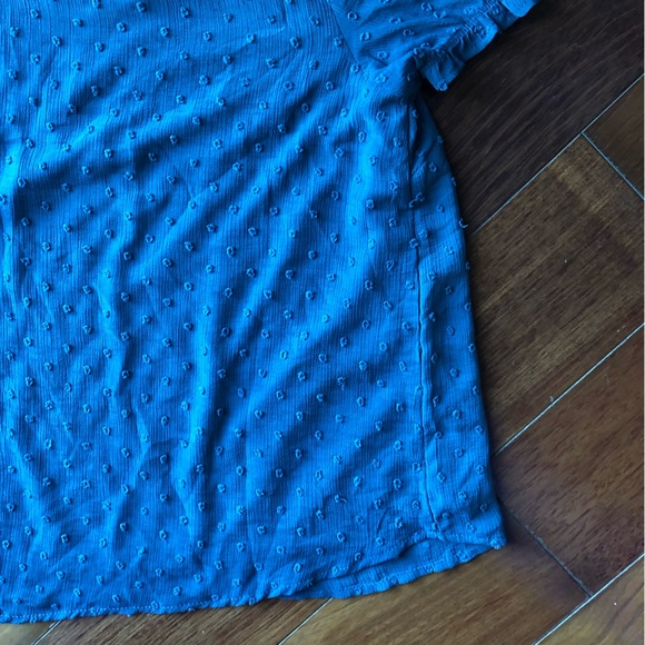 Monteau Women’s Slate Blue Chenille Polkadot Blouse - Picture 11 of 13